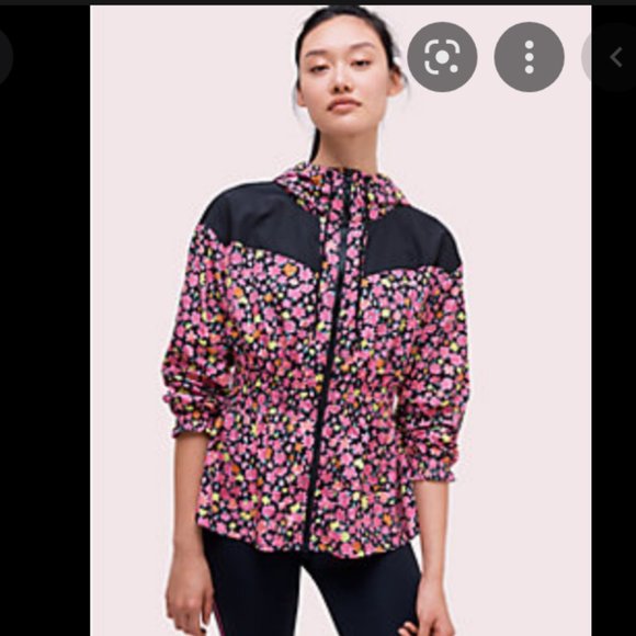 kate spade athleisure marker pink floral anorak jacket size small nwt - Picture 1 of 8